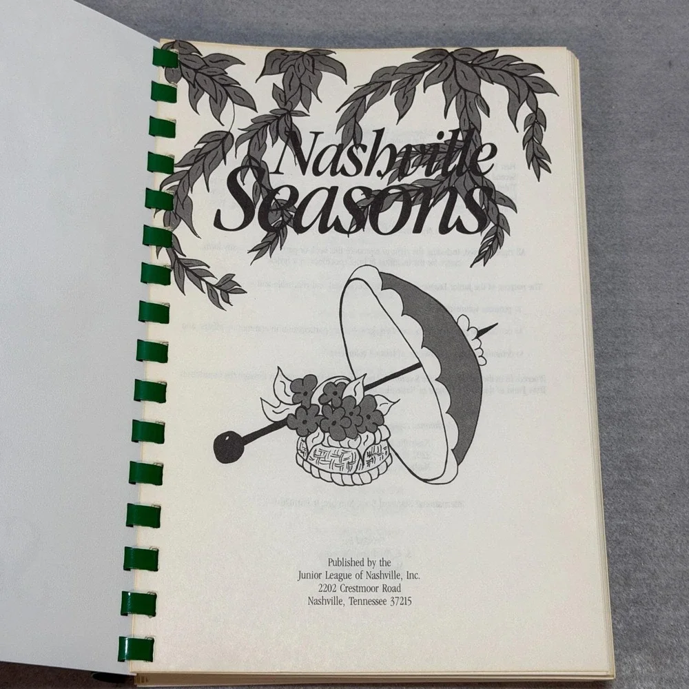 Vintage 1984 Nashville Seasons Junior League Tennessee Cookbook 20th Anniv